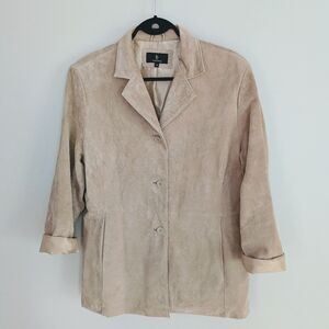 BRAEMAR Sz LP Blazer Suede With Pockets Shoulder Pads Vintage Jacket Blazer